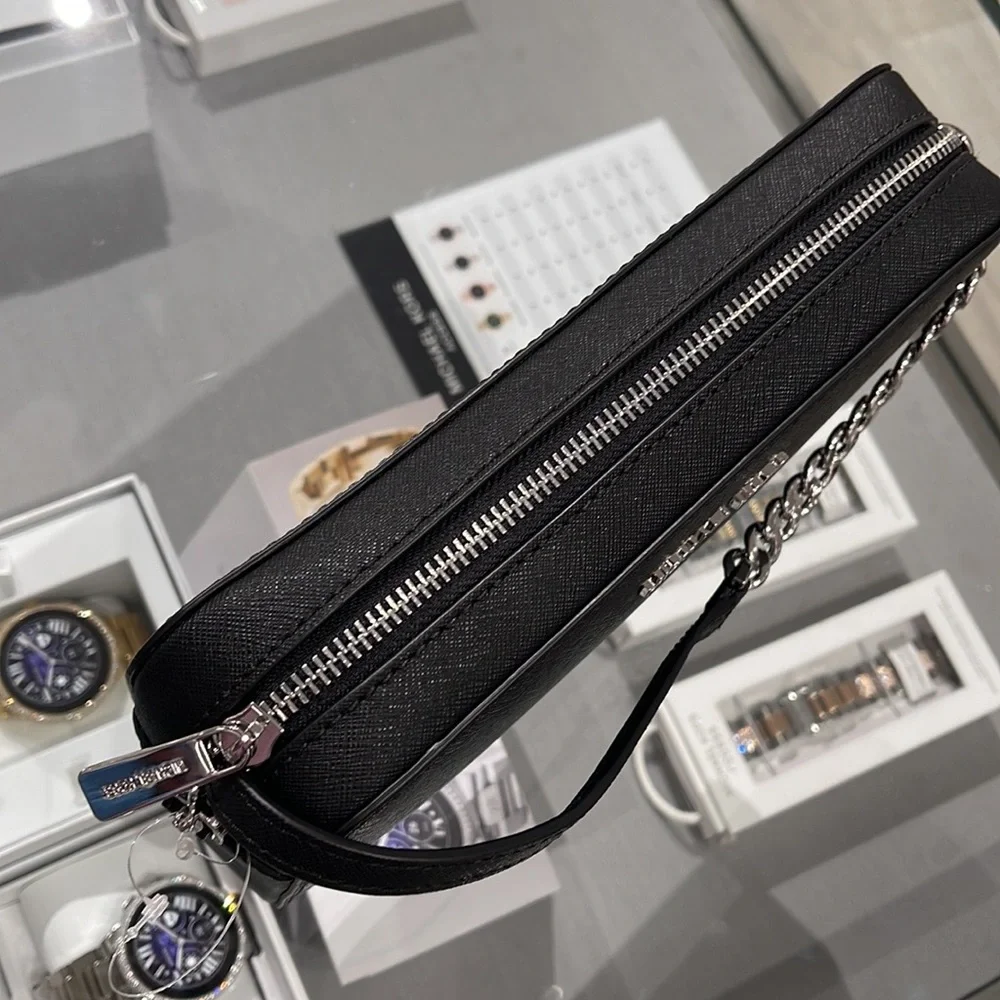 Michael Kors Jet Set Item Large East West Zip Crossbody Leather Black - Picture 10 of 16